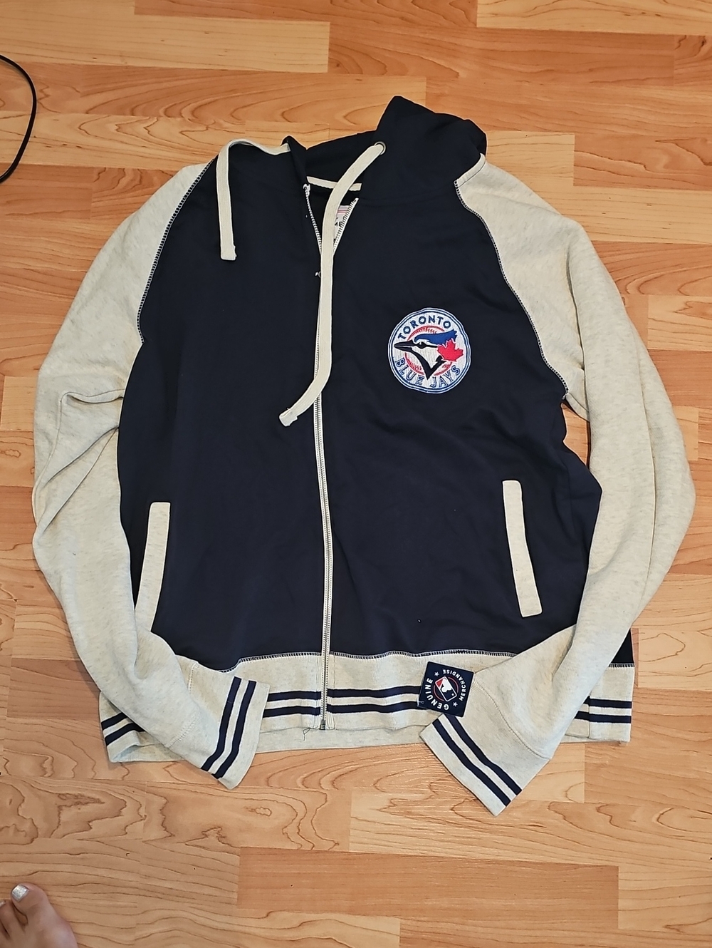 Genuine Merchandise Navy and Light Gray Zip-Up Sweater